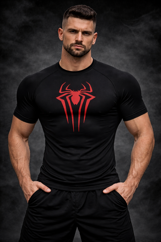 SPIDER RED BLACK T-SHIRT SHORT SLEEVE