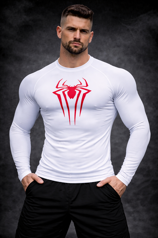SPIDER WHITE RED COMPRESSION LONG SLEEVE