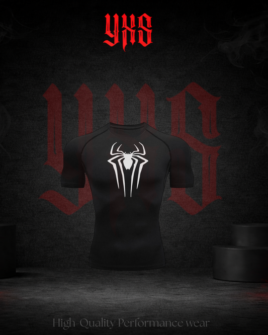 SPIDER WHITE BLACK T-SHIRT COMPRESSION  LONG SLEEVE