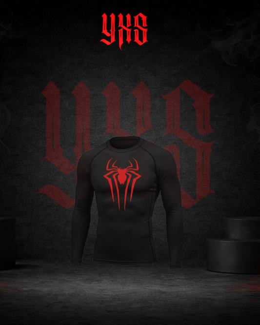 SPIDER RED BLACK COMPRESSION LONG SLEEVE