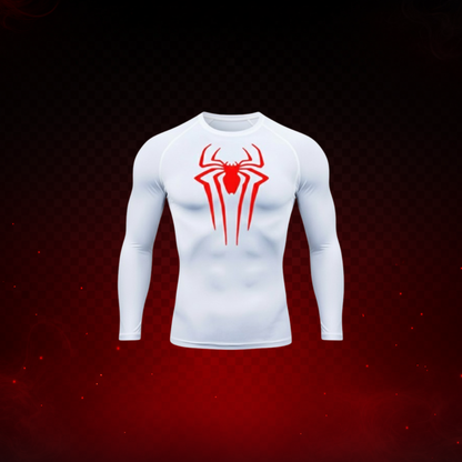 SPIDER WHITE RED COMPRESSION LONG SLEEVE