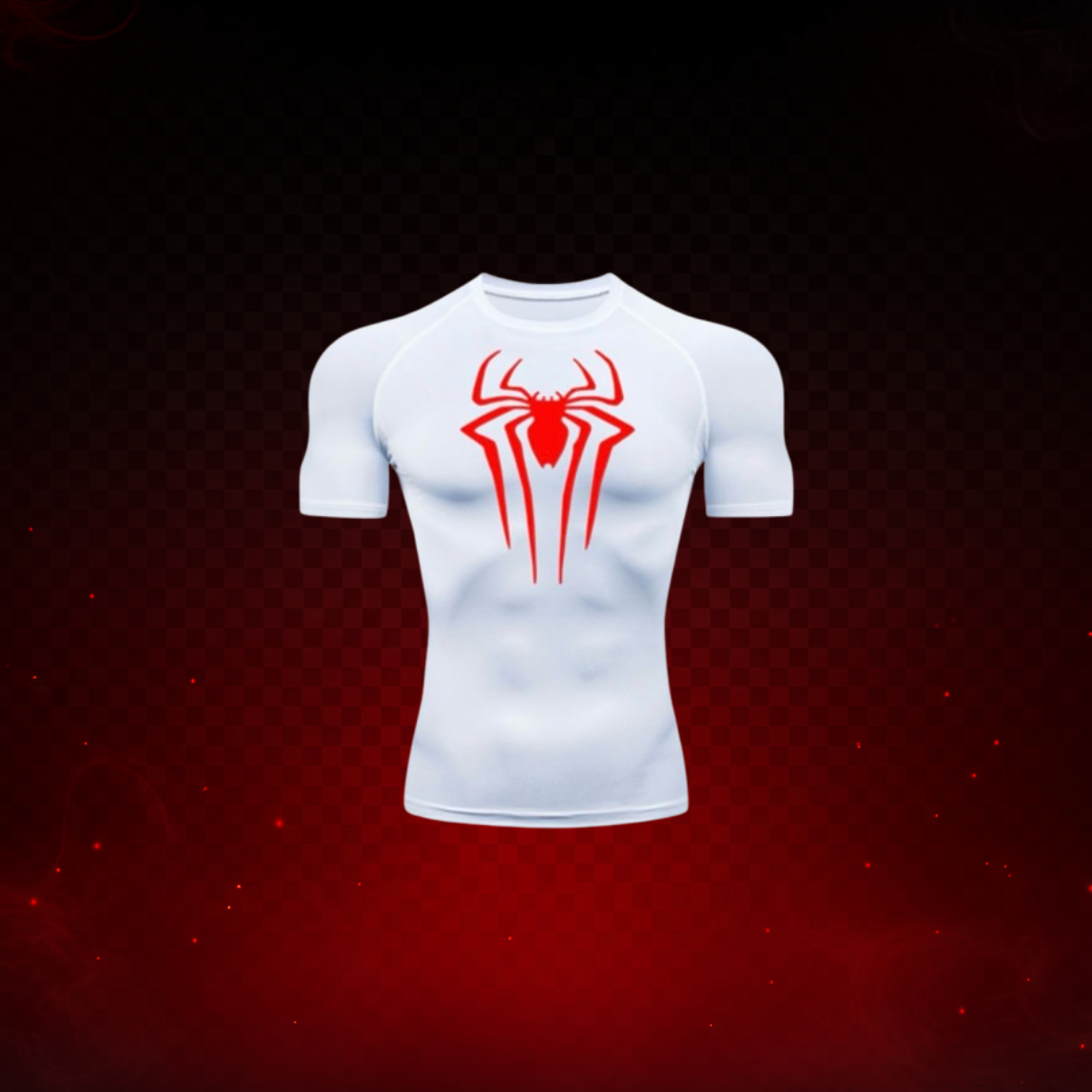 SPIDER RED WHITE T-SHIRT COMPRESSION SHORT SLEEVE