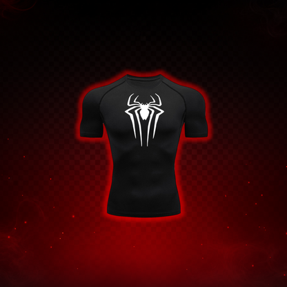 SPIDER WHITE BLACK T-SHIRT COMPRESSION  LONG SLEEVE